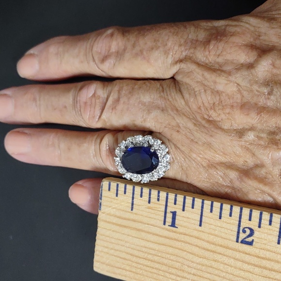 Sterling Silver Lab Created Sapphire/White Topaz Ring - Picture 10 of 10